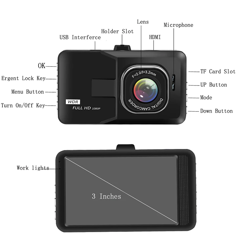 DVR камера 1080P широкоугольный Автомобильный видеорегистратор для вождения автомобиля HD Dash Cam lcd ночное видение автомобильный держатель на присоске Автомобильный видеорегистратор