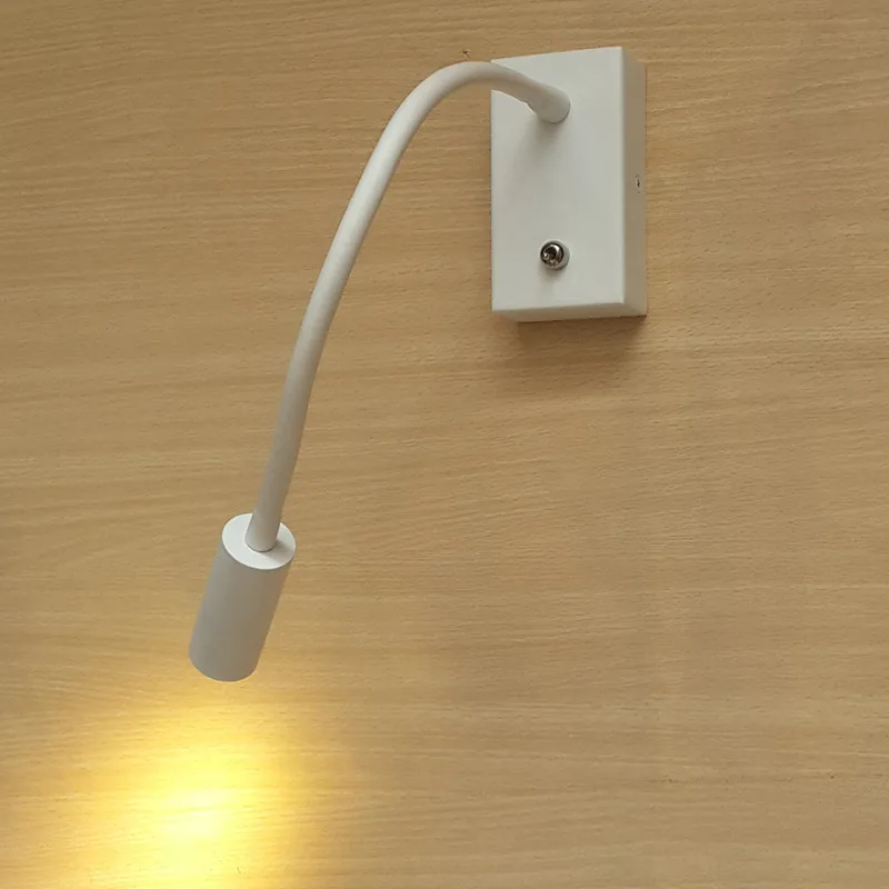 

Topoch Room Wall Lamp Iron housing with Switch 3W Matte White Hard-wired Minimalist Neat Hose Adapative without Slipping