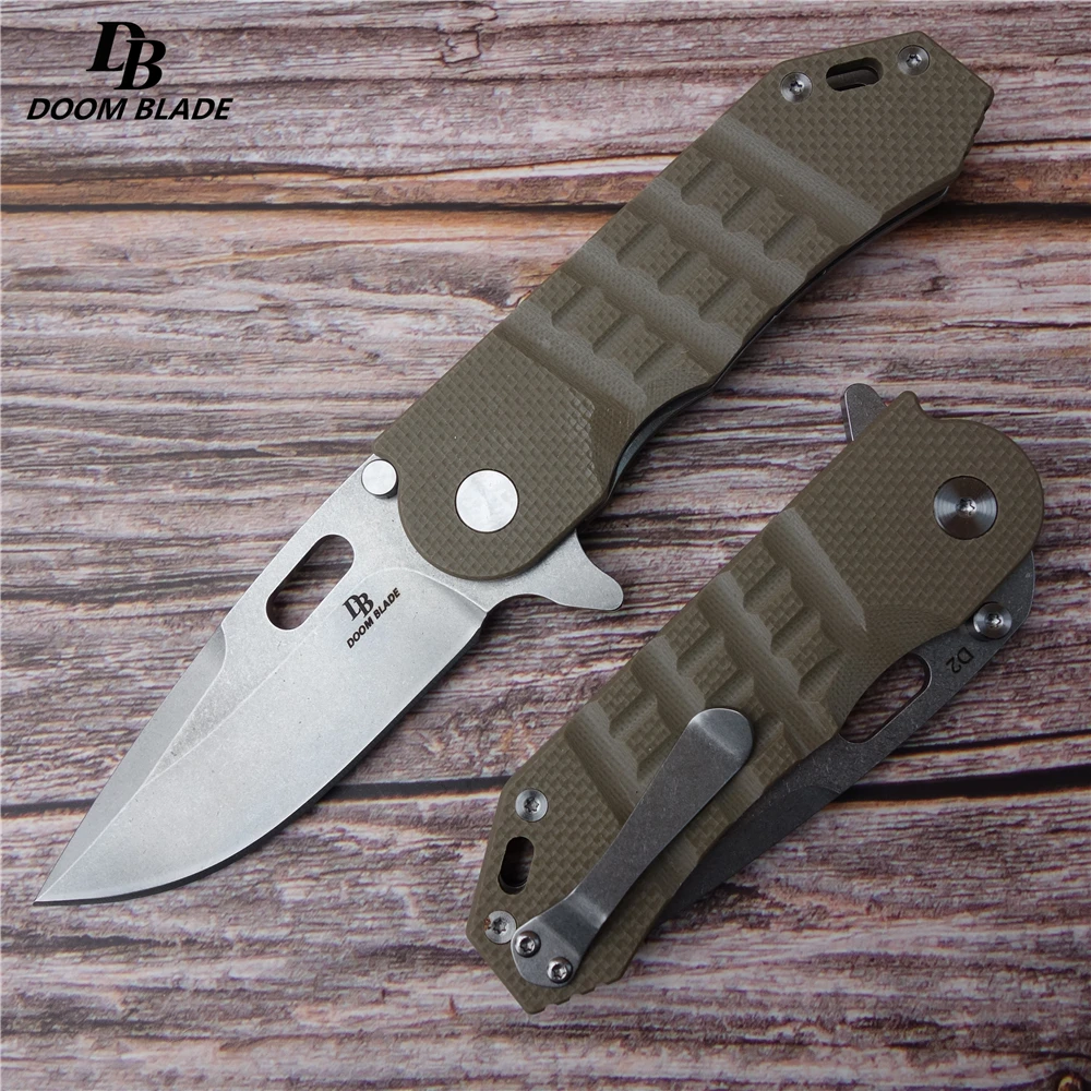 

7.9" 60-61HRC 100% D2 Blade Knives Folding Knife Flipper Ball Bearing G10 Outdoor Camping Survival Tool EDC Knife