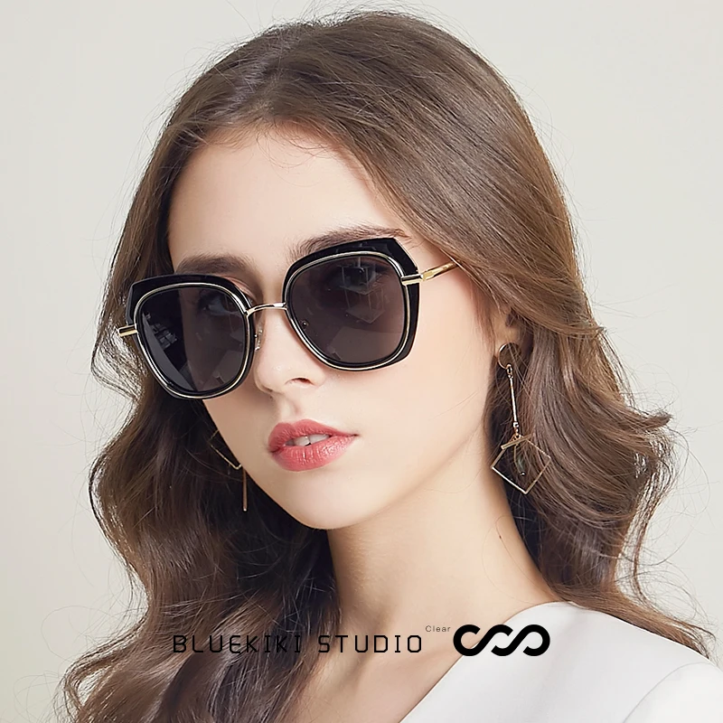 

KIKI 2018 Women Polarized Sunglasses Round Geometric UV400 Metal Glasses Brand Vintage Ladies Driving oculos de sol Feminino