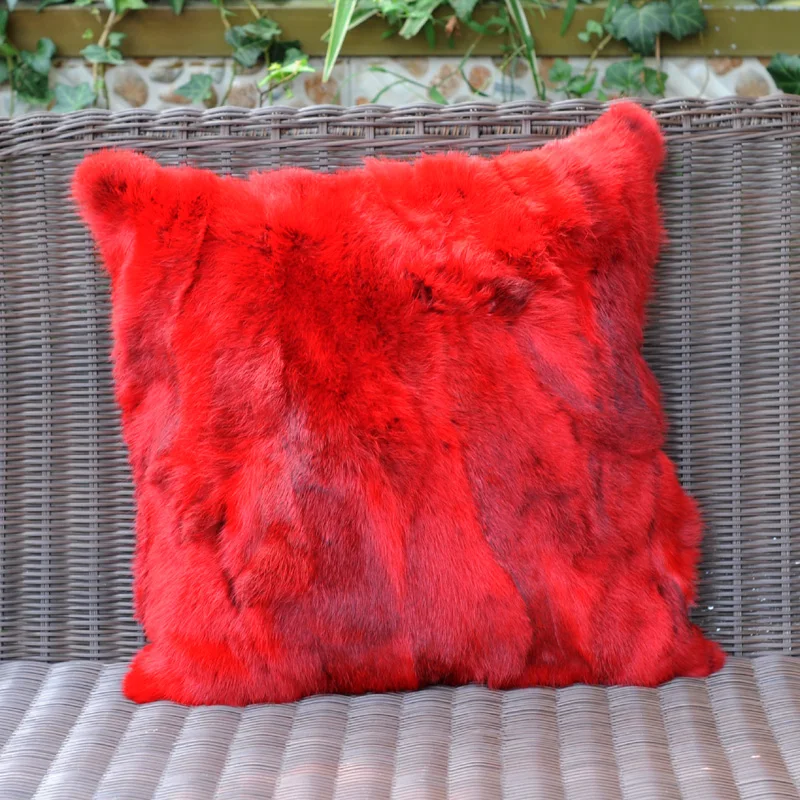 

Free Shipping CX-D-17 Real Rabbit Fur Pillow Case Almofada Christmas For Home Decorative