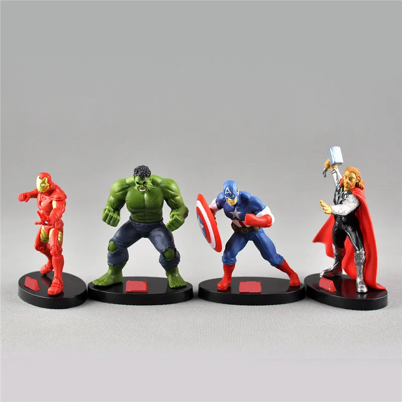 

4pcs/set 3Inches Marvelous figure Captain America Hulk Thor Iron Man Superheroes Anime Figurines Kids Toys giftsM9