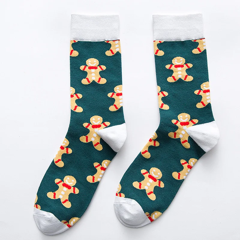 Рождественские носки для женщин с забавными рисунками, милые зимние женские и чулочно-носочные изделия из хлопка, индивидуальные носки Harajuku Kawaii Ukraine - Цвет: Blackish green