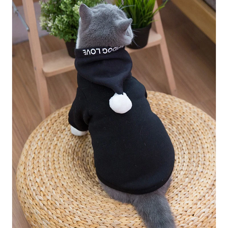 

Fashion Autumn Cotton Small Dog Cat Sweater With Cap Punk Rock Spring Personality Small Cat Clothing
