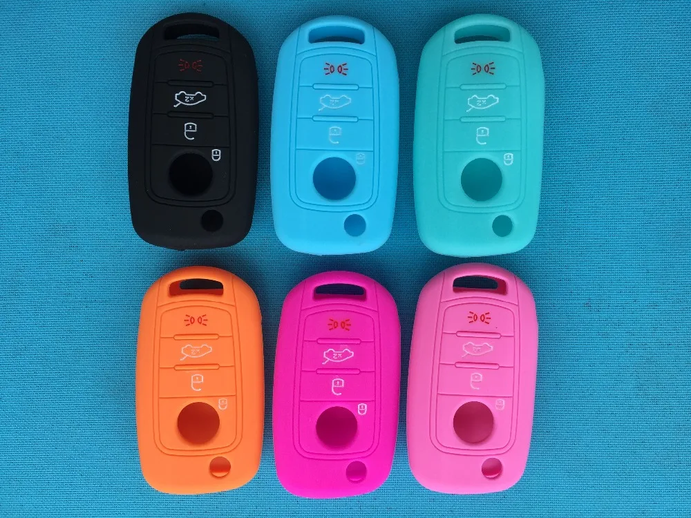1Pc Silicone Car Key Case Cover For Fiat 500X Toro Tipo Egea 3 Buttons Remote Holder Flip Folding Protector For Dodge Neon Parts