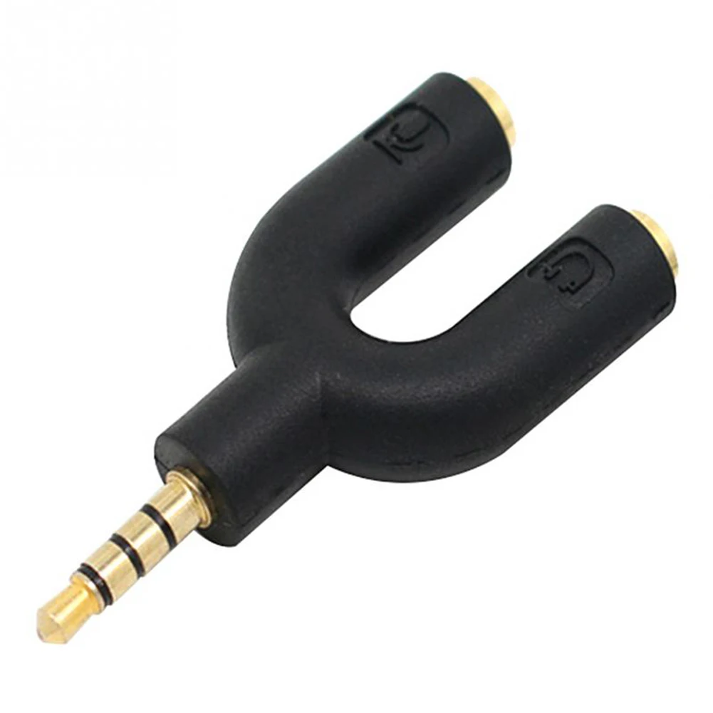 

3.5mm Stereo Audio Male to 2 Female Headset Mic TRRS Y Splitter Adapter for smart phone