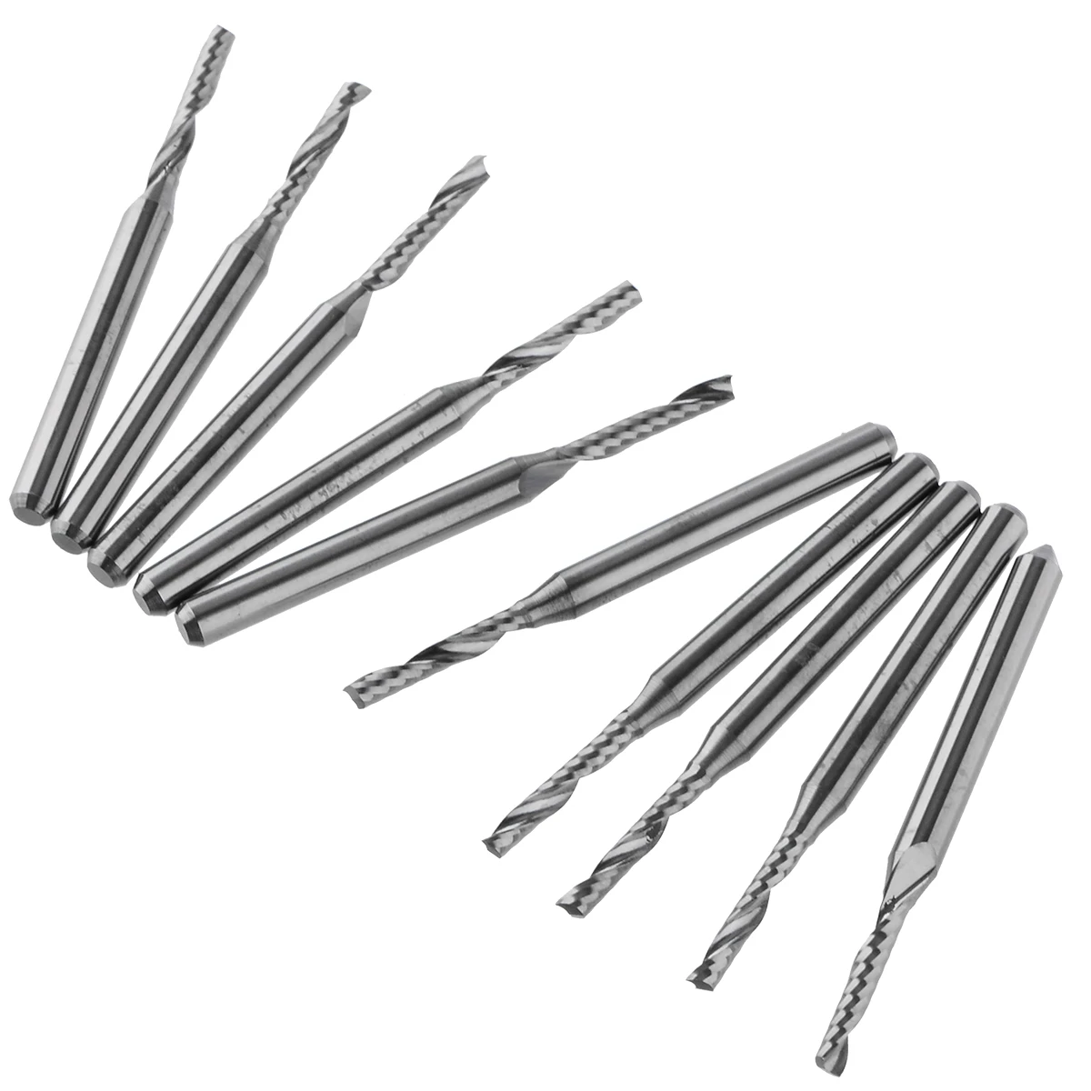 10pcs 1/8" Shank Milling Cutter 2x12mm Solid Carbide End Mill Engraving Edge Cutter CNC Router Bits for Cutting Slotting