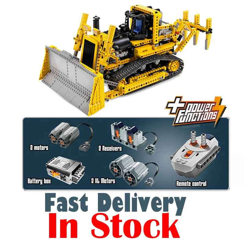 

LEPIN 20008 Motorized Bulldozer Technic Building Blocks Bricks Toys For Children brinquedos 1384PCS Compatible legoINGly 8275