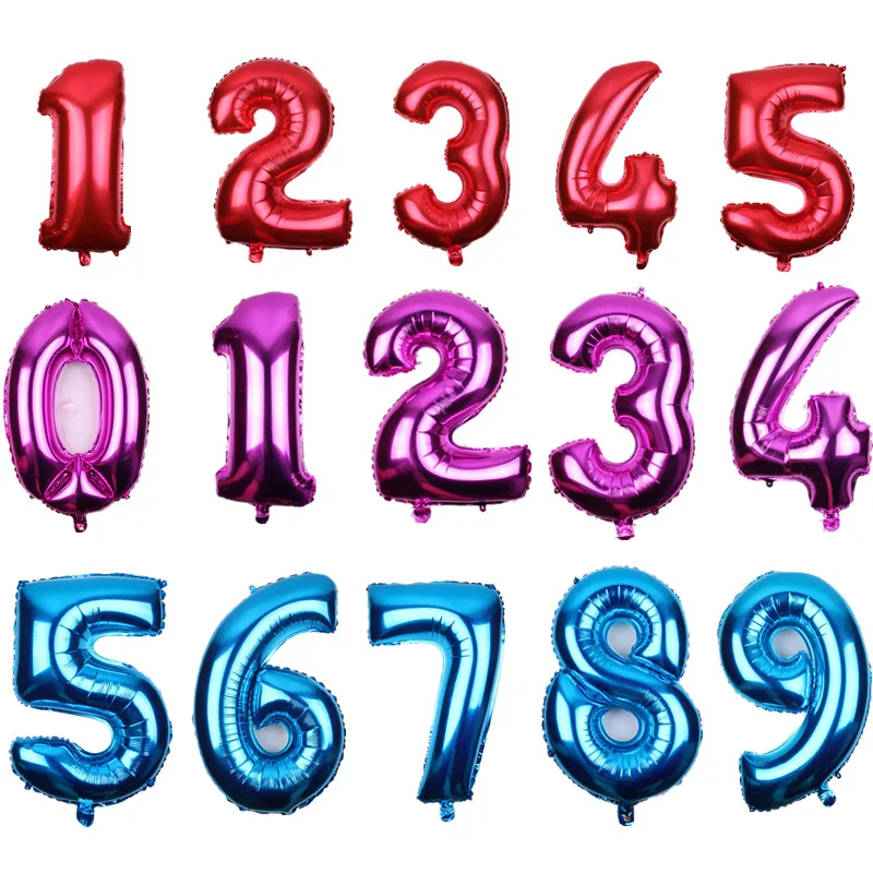 

TSZWJ free shipping new 30 inch red. Blue. Rose red number aluminum balloon birthday party toy decoration balloon