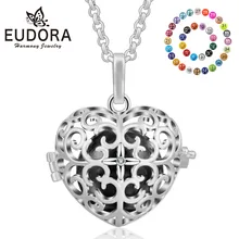 Eudora медный 20 мм Гармония бола шар сердце Кристальный медальон клетка Кулон fit Chime Ball модное ожерелье ювелирные изделия для женщин K214N20