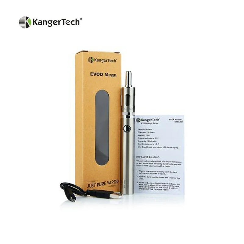 Оригинал Kanger Evod Mega Kit 2.5 мл 1900 мАч Батареи с Кабель Micro Usb Мега Электронная Сигарета