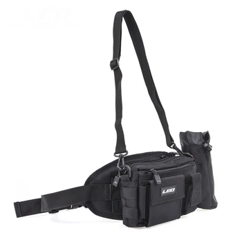 

LEO Black Oxford Cloth Multifunctional Fishing Tackle Bag Sports Shoulder Bag Crossbody Bags Waterproof Waist Bag