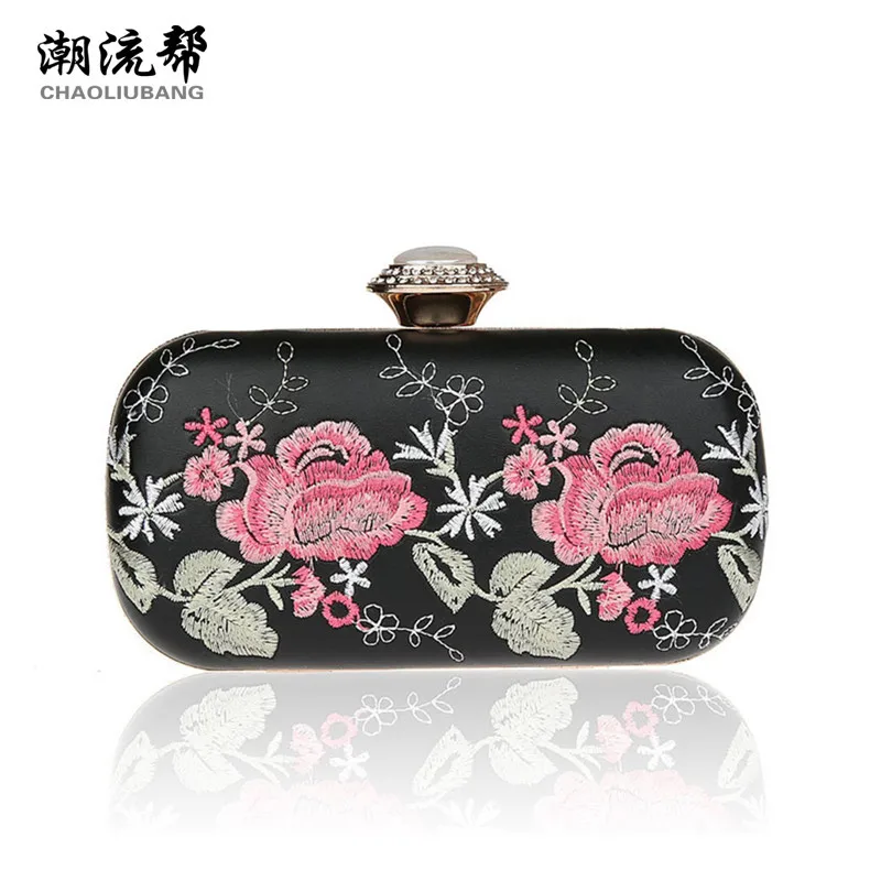 

CHAOLIUBANG retro women evening clutch bags floral embroidery party purses and handbags mini crossbody dress up bag fiesta