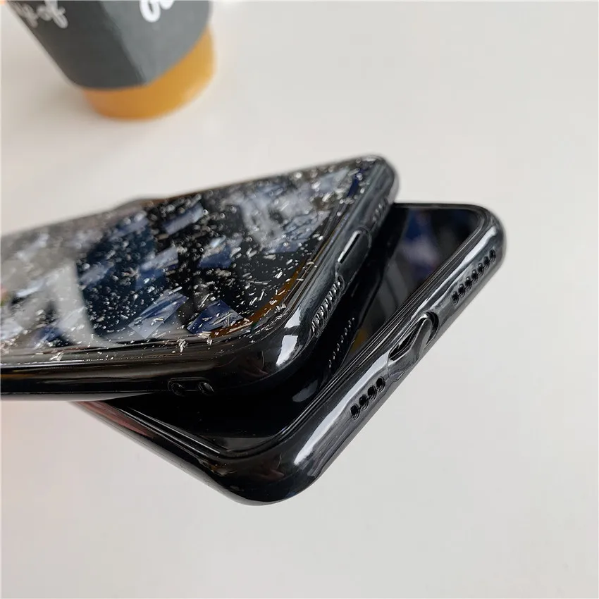 Black Plastic Drop Silver Foil Phone Case for iphone 6 6s 7 8 Plus All-inclusive Anti-fall Soft Cover XS Max XS XR X Black Plastic Drop Silver Foil Phone Case for iphone 6 6s 7 8 Plus All-inclusive Anti-fall Soft Cover XS Max XS XR X
