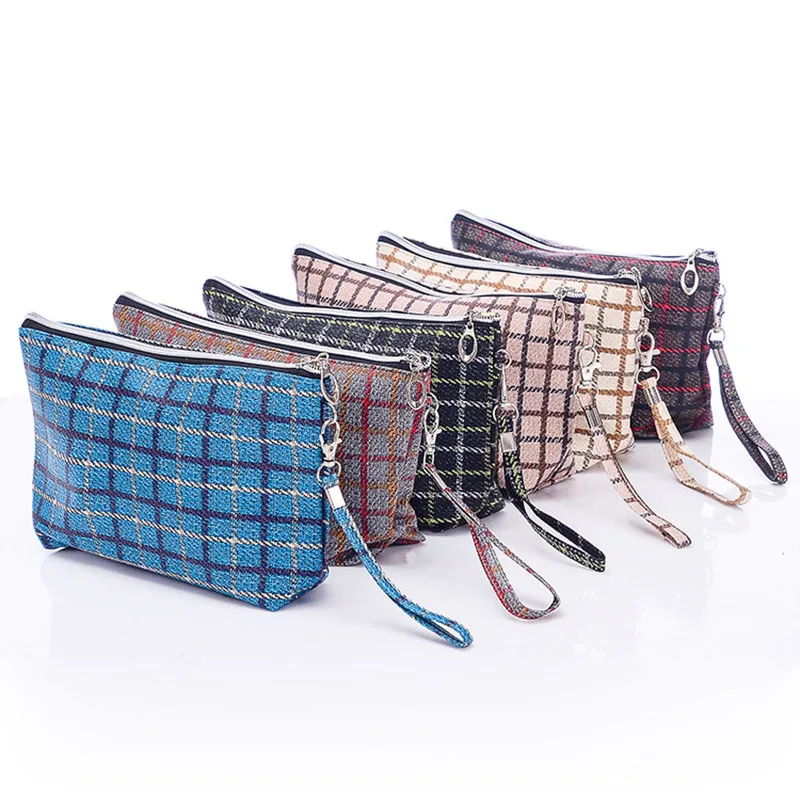 

Plaid cosmetic bag portable wash bag travel storage finishing clutch