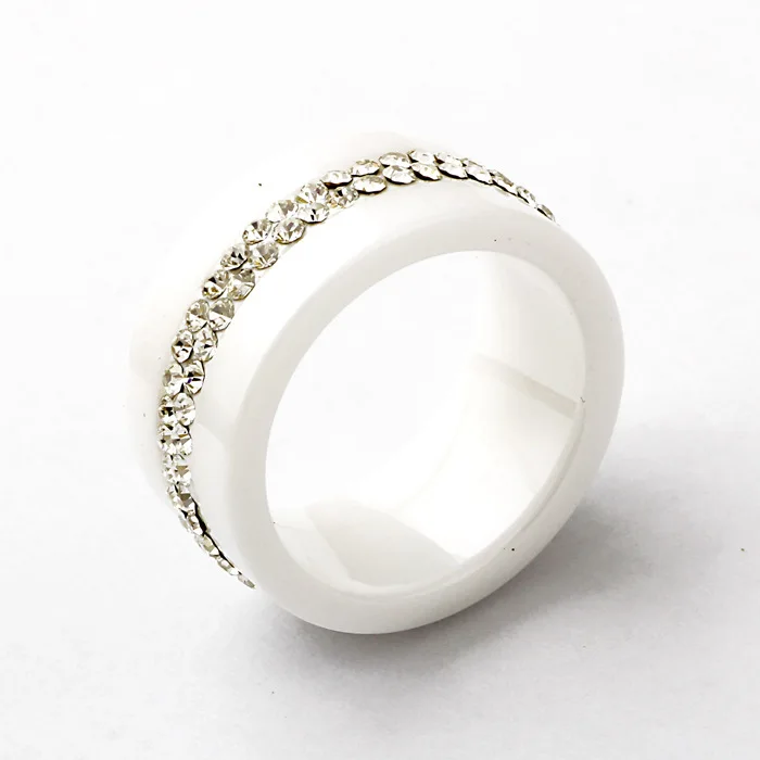 Новые летние хрустальные из болгарийской натуральной Infiniti черные и белые керамические кольца для женщин модные ювелирные изделия парные кольца
