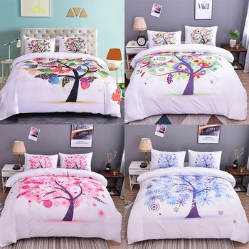 

Boniu Butterfly On Tree pattern Bedding Geometric Stripes Colorful Tree Duvet Cover Sets 2/3pcs Simple Fashion Teen Bedding Set