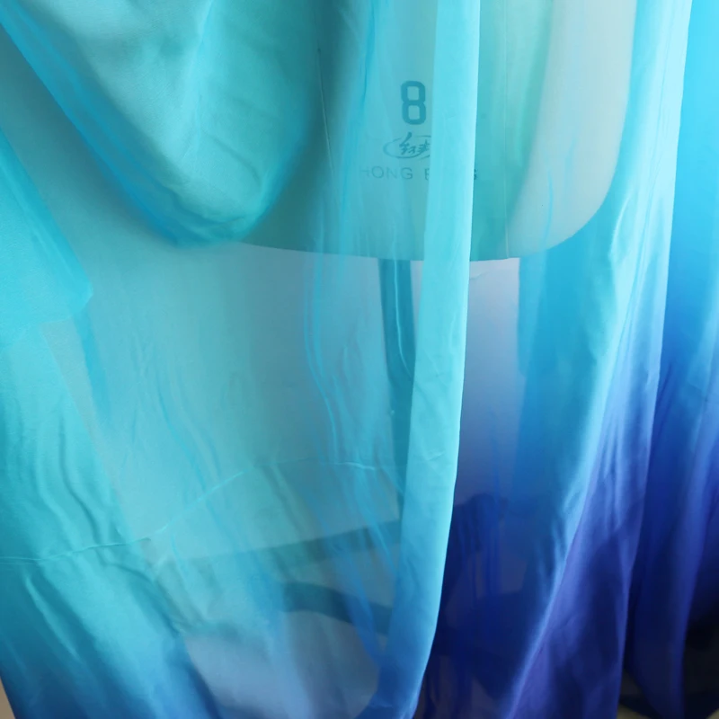 

30d thin ombre chiffon gauze soft dancing fabric gradient royal blue-blue