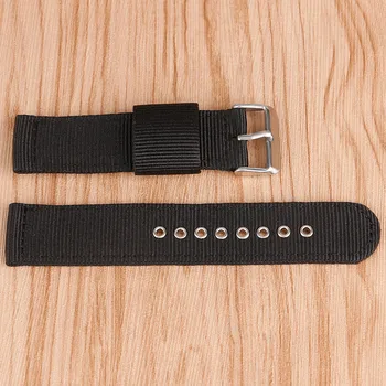 

20/22/24mm Military Outdoor Sport Black Nylon Watch Strap Wrist Band Bracelet Fabric Pin Buckle Replacement
