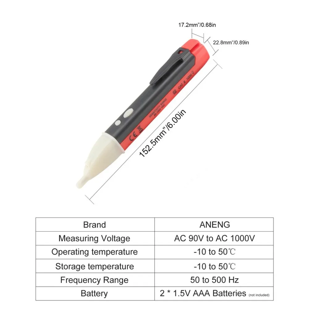ANENG не контактный тестер ручка индукционный тест карандаш Электрический тест er ручка со светодиодный светильник напряжение электрический детектор тестер метр