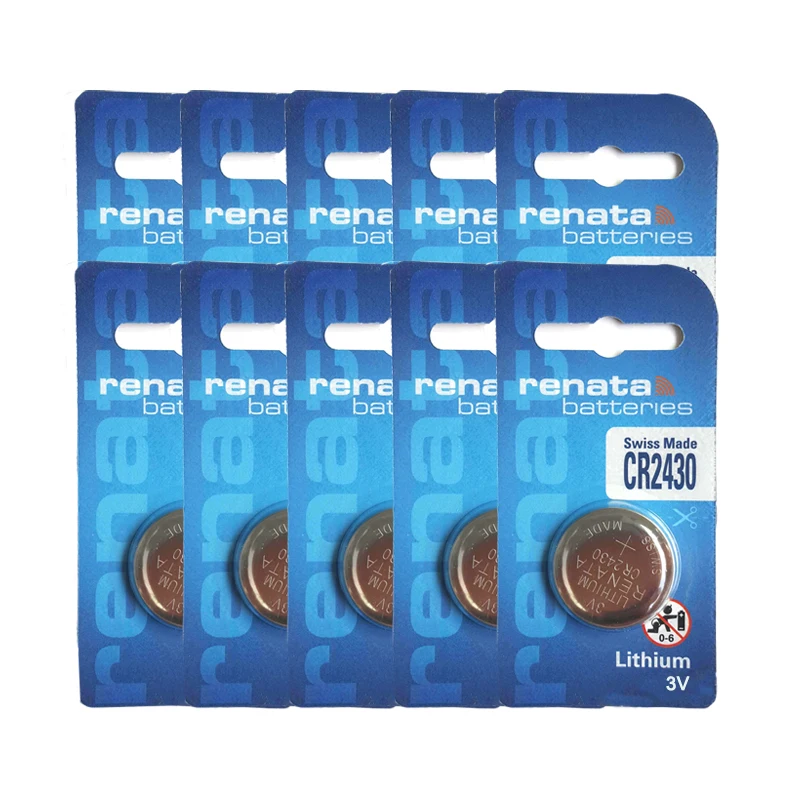 10pcs Renata CR2430 Button DL2430 BR2430 KL2430 Cell Coin Lithium ...