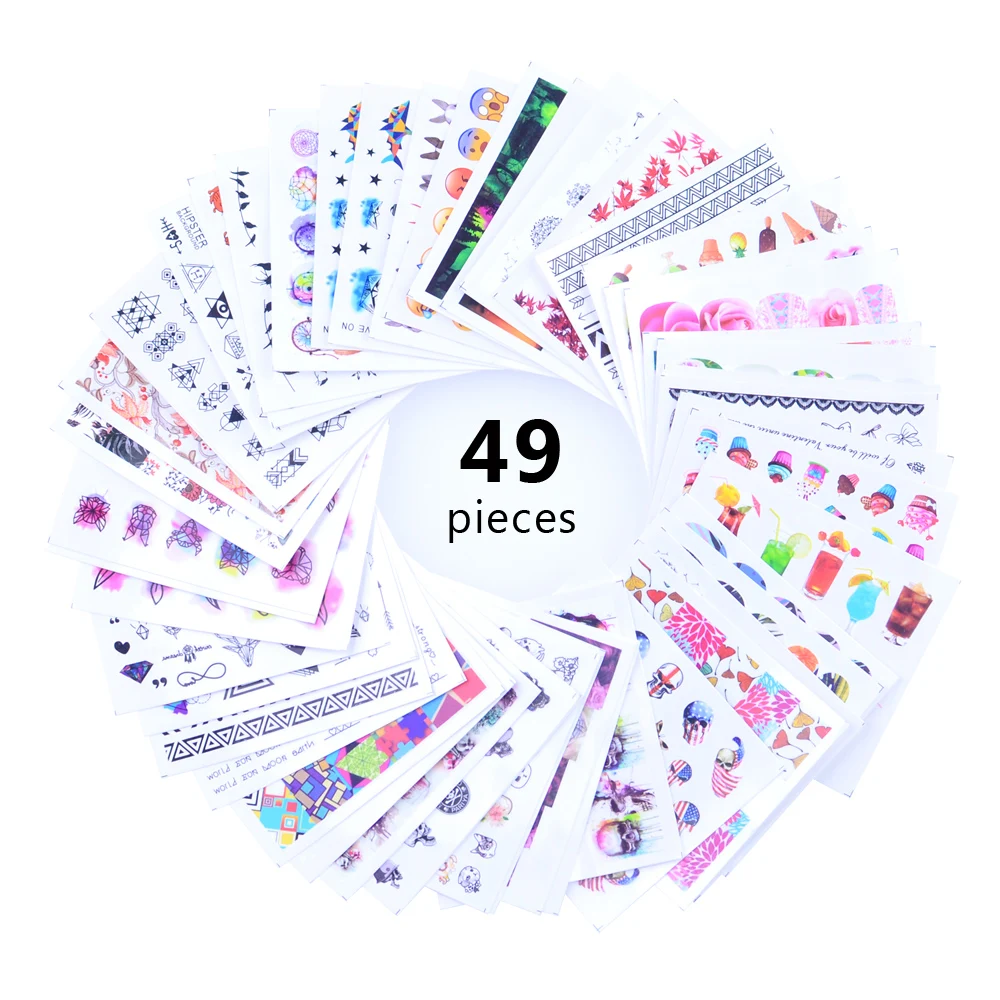 Conjuntos de adhesivos para uñas de 49 diseños, calcomanía de cazador de sueños de plumas negra, deslizador de transferencia de agua para decoración de uñas, pegatinas de marca de agua|Pegatinas y calcomanías| - AliExpress