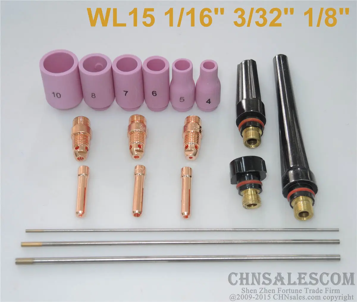 CHNsalescom 18pcs TIG Weld Torch Short Kit WP-17 WP-18 WP-26 WL15 Tungsten 1/16" 3/32" 1/8" | Инструменты