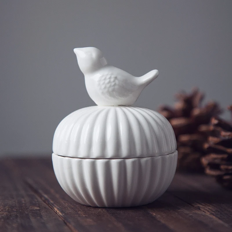 

Ceramic Birdie Figurine Jewelry Box Decorative Porcelain Jewellery Storage Organizer Case Bird Ornament Gift Craft Accessories