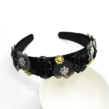 

New Handmade Black Luxury Queen Crown Baroque Wedding Crystal Big flower Crown and Tiara Headpieces Bridal Hair Accessories887
