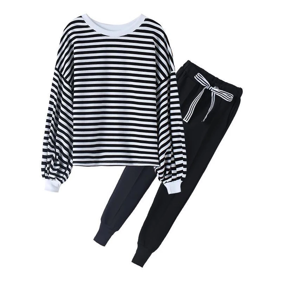 

Spring Autumn Teenage Girls Clothing Set Stripe Blouse+Long Pants Children Sports Suit 2pcs For Girls Children Clothing Sets
