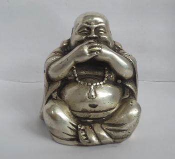 

Art & Collectible Tibet silver Carved "No Say " Buddha Figurine/Tibetan Buddha Statue Shipping