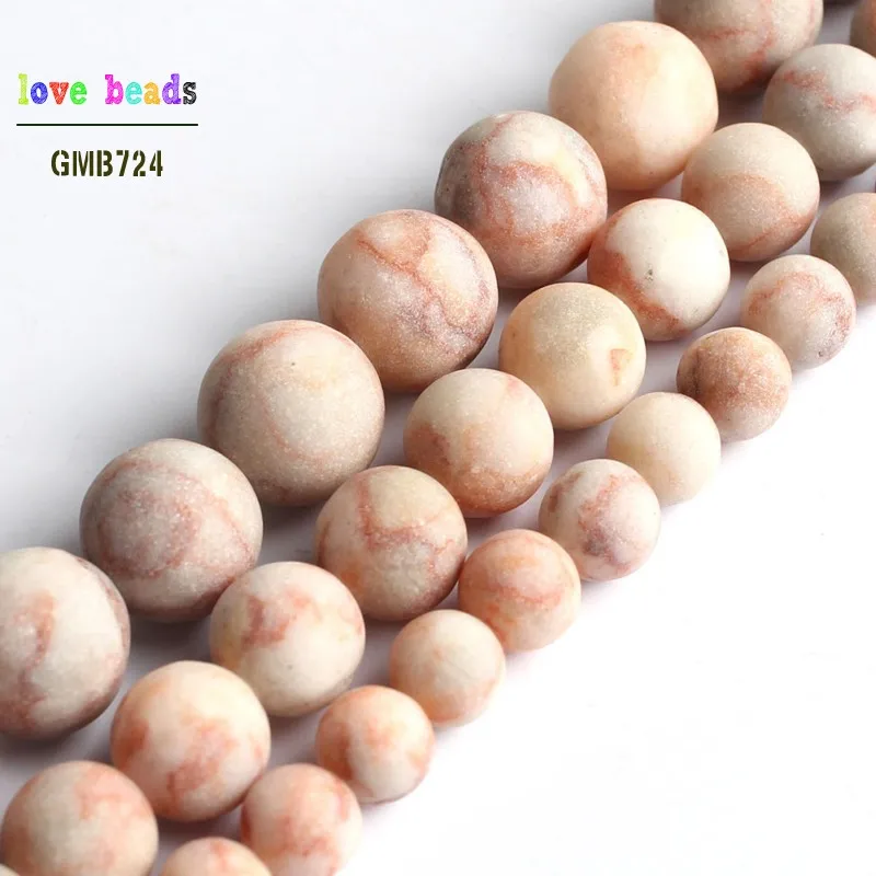 

Natural Matte Pink Web Jaspers Stone Round Loose Beads for Jewelry Making DIY Bracelet 15'' Strand 6mm 8mm 10mm