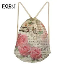 FORUDESIGNS, модные женские сумки на шнурках для девушек, Розовый Ретро дизайн, спортивная обувь, сумка для танцев, школьный рюкзак, рюкзак для хранения, Sac A Dos