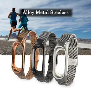 

Steeless Metal Replacement Wrist Band Strap for Mi Band Miband 3 Smart Bracelet Silver Black Rose Gold Dropship 7.16