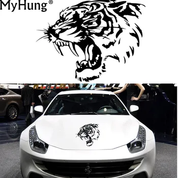 

New Car Hood Reflective Stickers Vehicles Bonnet Car Stickers Personalized Engraving Tiger Head Modified Car Stickers 28x28cm