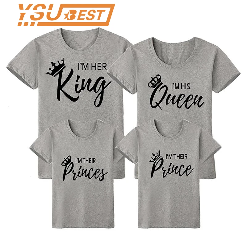 

New Family Look Mommy and Me Matching Outfits Clothes Father Mother Mom Daughter Son Baby Boys Girls T-shirt King Queen T Shirt