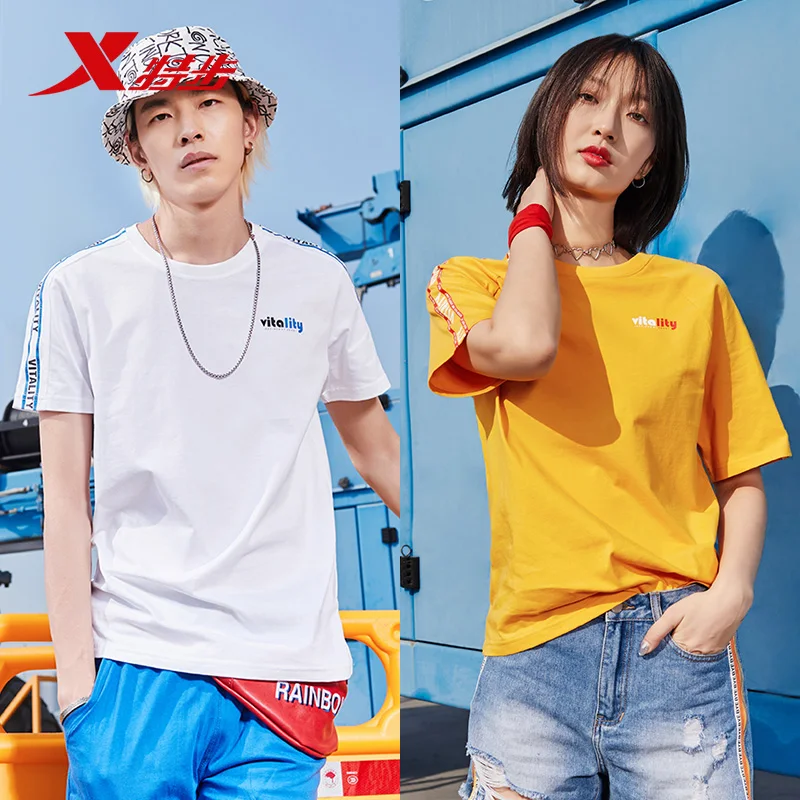 

881229019278 Xtep short-sleeved T-shirt couple models color men and women casual T-shirt loose wild men's women's clothing
