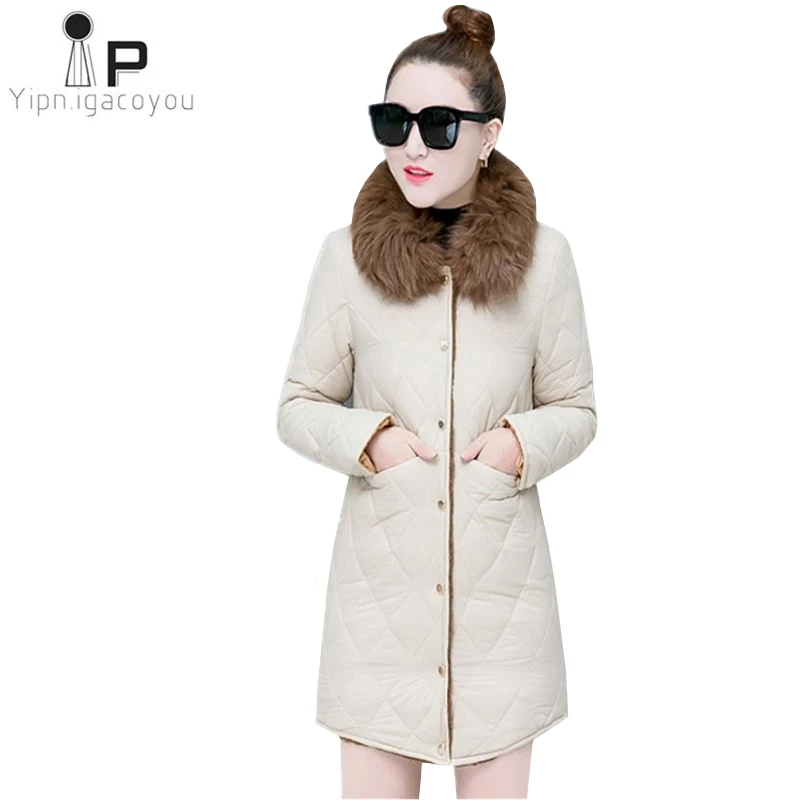 Chaud black Qualité Haute De Épaississent Down Coréen Veste Col Femmes Casual Longue Hiver Nouveau Manteau Beige Grand Fourrure Parka xUqZWwf