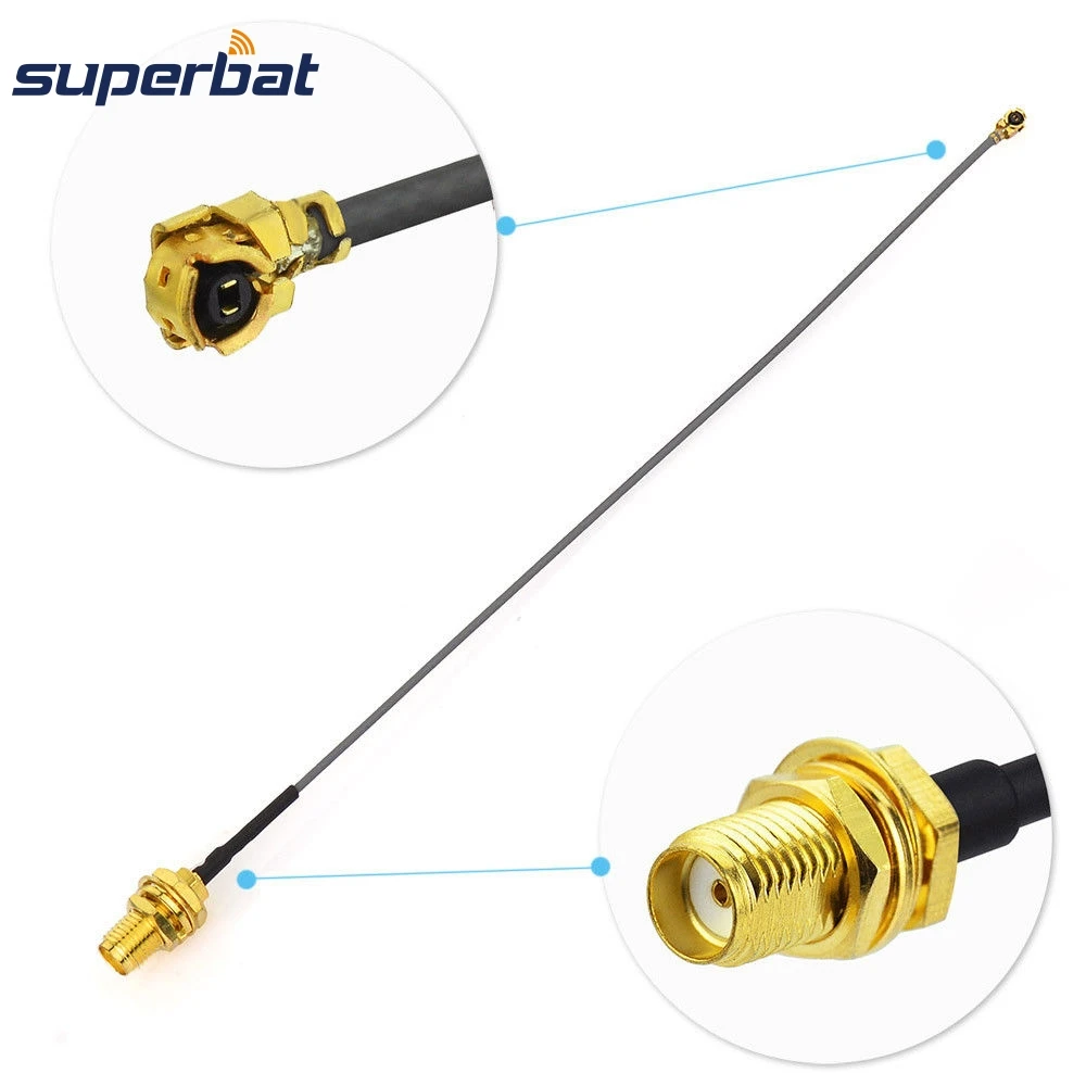 Superbat U.FL/IPX to SMA Female Bulkhead Pigtail Extension Flexible 1.13mm 20cm TV GSM CDMA 3G 4G LTE GPS Wifi Antenna