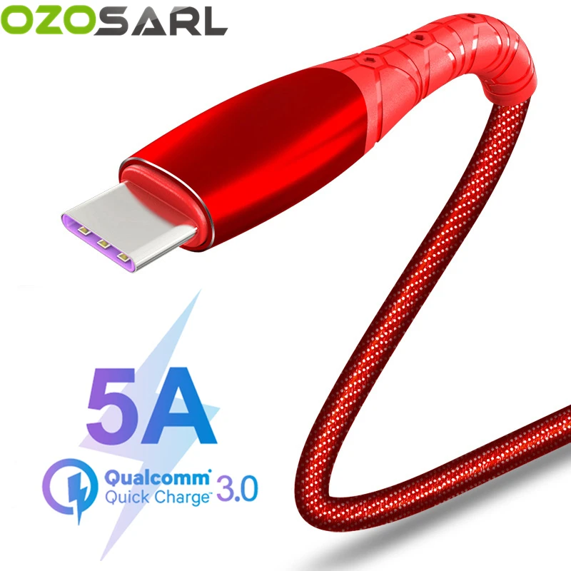 

5A Super Charging USB Cable Type C Cable Denim Braided Supercharge Type C Cable for Huawei P20 P30 Lite Pro V20 Mate 20