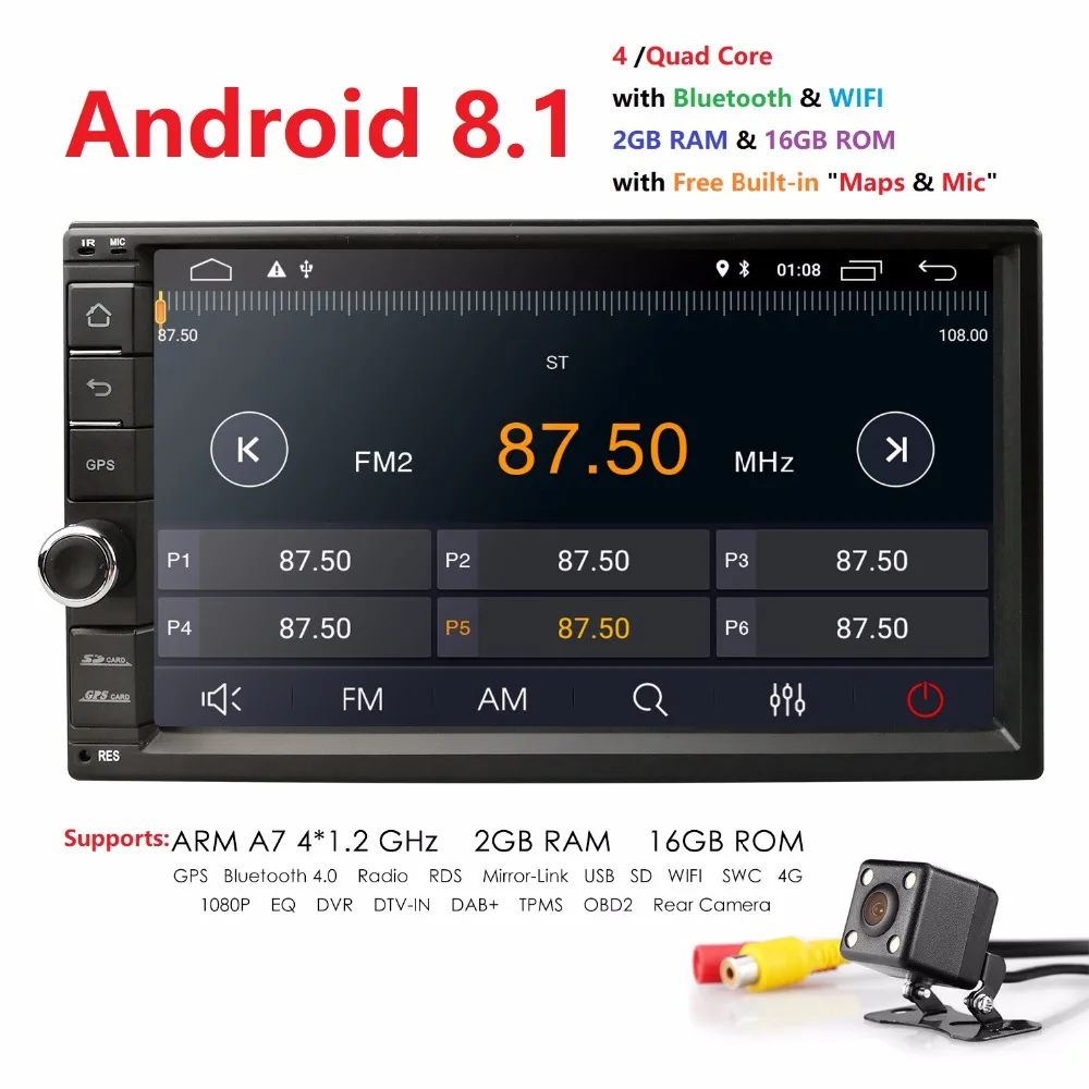 

Hizpo 7'' Android Car Radio Stereo GPS Navigation Bluetooth USB SD 2 Din Touch Car Multimedia Player Audio Player Autoradio WIFI