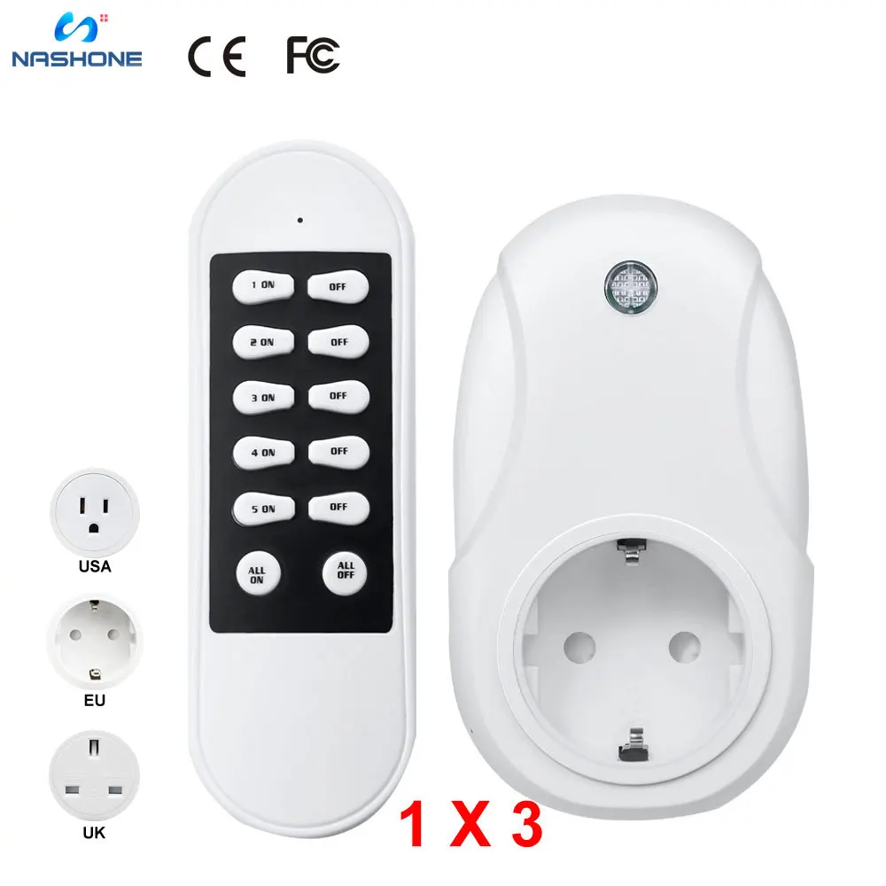 

Nashone Temperature Thermostat controllers 110-230V 6 Remote control Outlet EU Remote control sockets wireless switch US plug AC