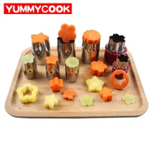 8 unids/set rompecabezas fruta cortador de verduras de acero inoxidable utensilios de cocina molde flower forma de galletas fondant pasteles molde accesorios