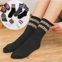 Забавные носки с леопардовым принтом; женские носки на весну и зиму; женские теплые мягкие хлопковые носки в стиле Харадзюку; skarpetki calcetines mujer