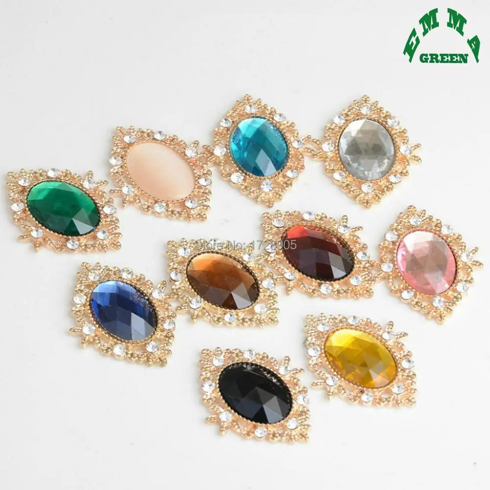 

Filigree Crystal Oval Dome Cabochon Embellishment 5 pcs 33*26 mm Handmade Accessories Flatback Metal Button Hair Center Wedding