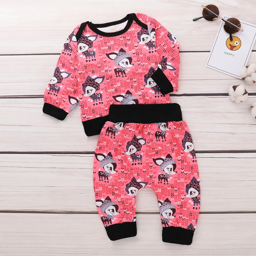 

2Pcs Spring Newborn Baby Girls Clothes Sets Super Soft Cotton Tee Tops + Pants Leggings Infant Bebes Sport Suits Kids Tracksuits