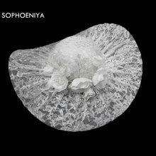 Новое поступление, кружевные свадебные шляпы, жемчужные кружевные свадебные шляпы с цветами и кристаллами, вуаль для невесты, свадебные аксессуары