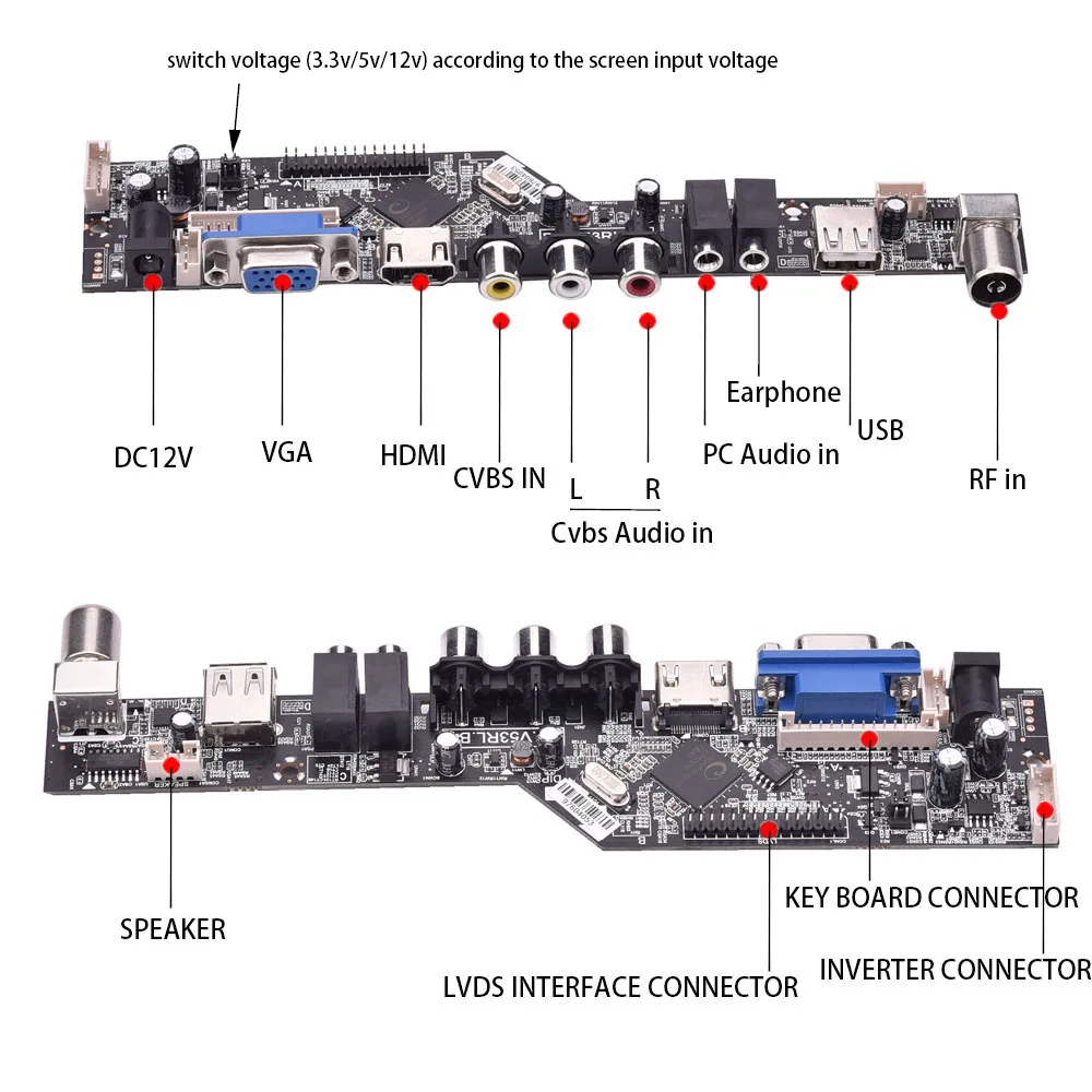 V53 Универсальный ТВ ЖК-Плата управления 10-42 дюймов lvds драйвер платы ТВ VGA AV HDMI USB DS. V53RL. BK поддержка 1920x1080 TSUMV53RUUL