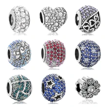 AAA Clear CZ Silver Beads Fit Original Pandora Charms Bracelet Necklace 925 Sterling Silver Bead Women DIY Jewelry Making aaa clear cz silver beads fit original pandora charms bracelet necklace 925 sterling silver bead women diy jewelry making