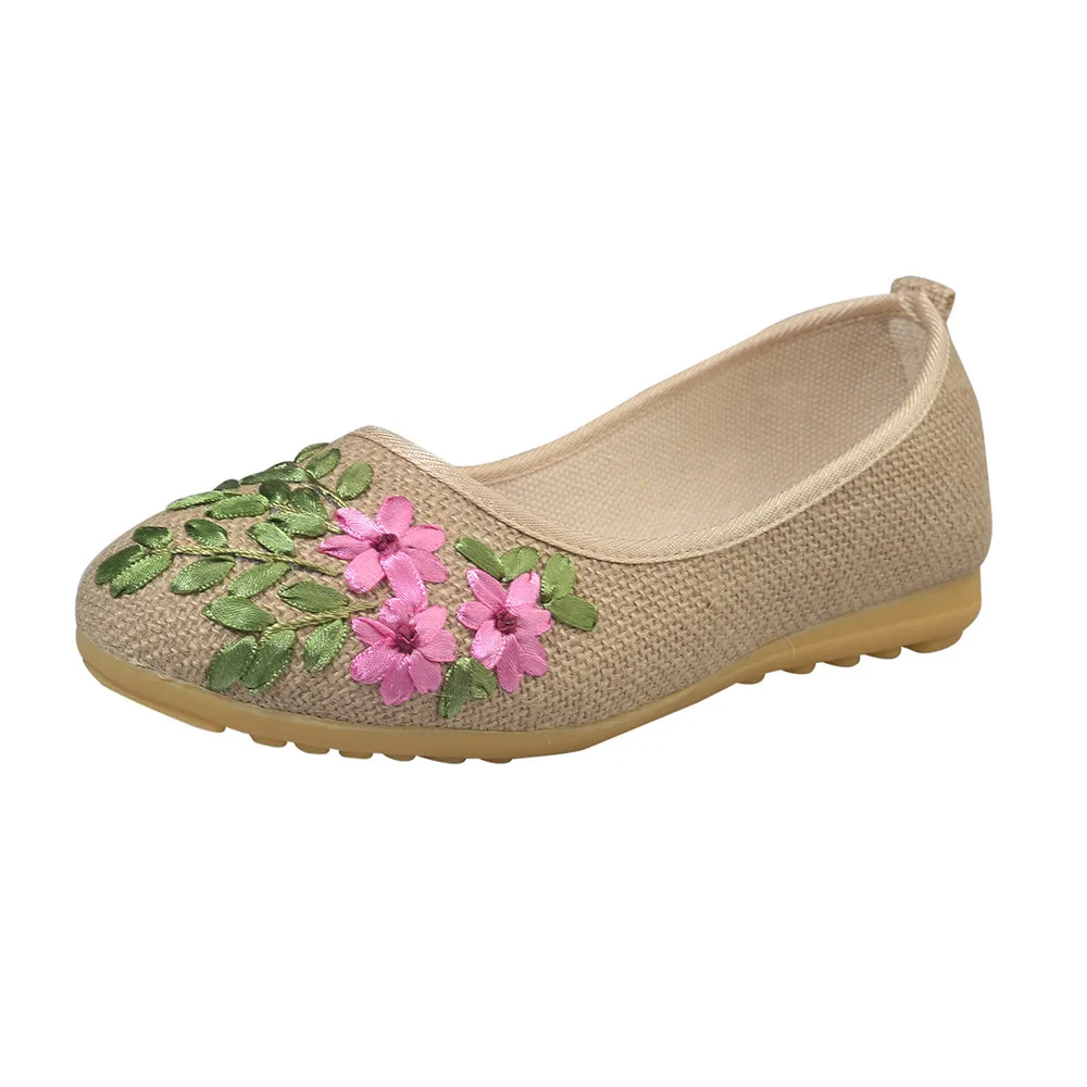 

New Casual Outdoor Toe Flat High Quality Solid Women Flower Flats Cotton Fabric Casual Shoes Comfortable Round Flat Shoes 2019
